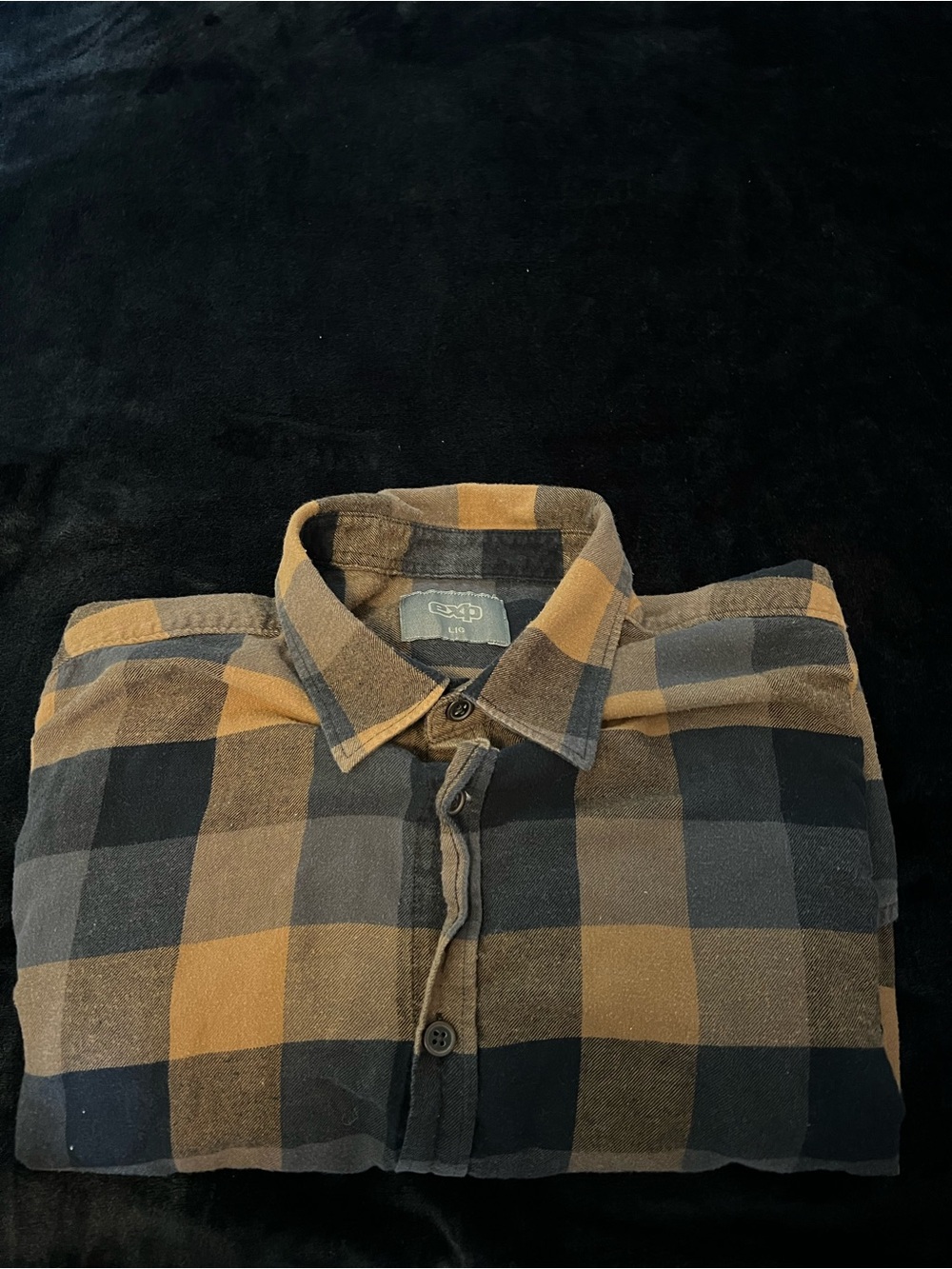 Men's Plaid Flannel Shirt - Brown/Black